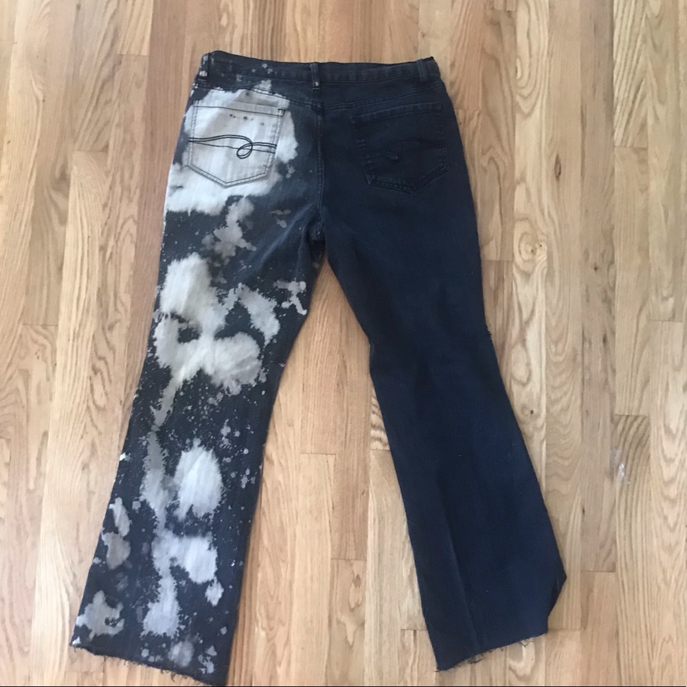 🌵Bleach dye one sided mom jeans sz12